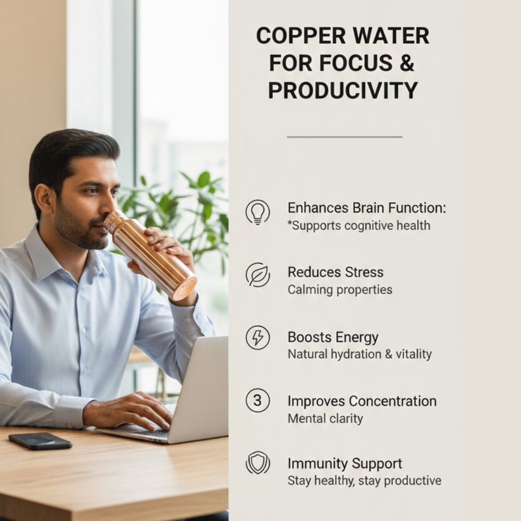 Pure copper water bottle for everyday use, original copper bottle used for drinking water at office