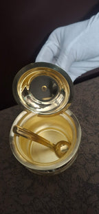 Ghee pot with spoon made from pure brass
