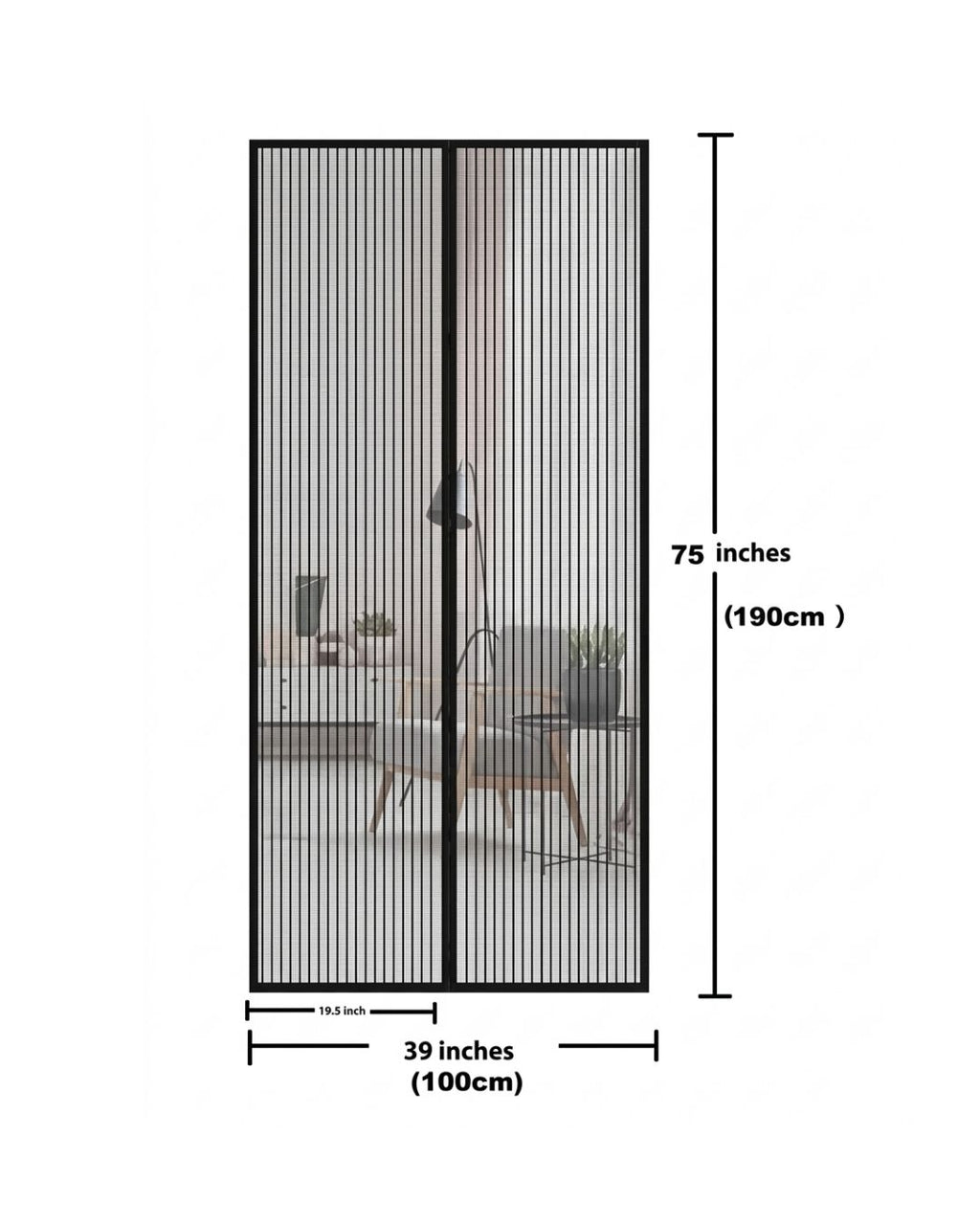 Magnetic mosquito net curtain for door black polyester mesh