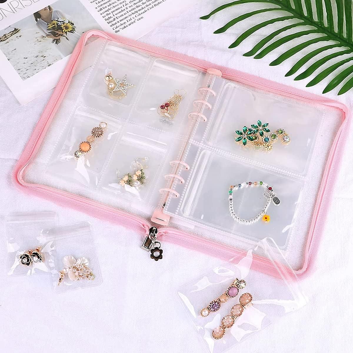 Transparent jewellery organiser pouch with multiple compartments
