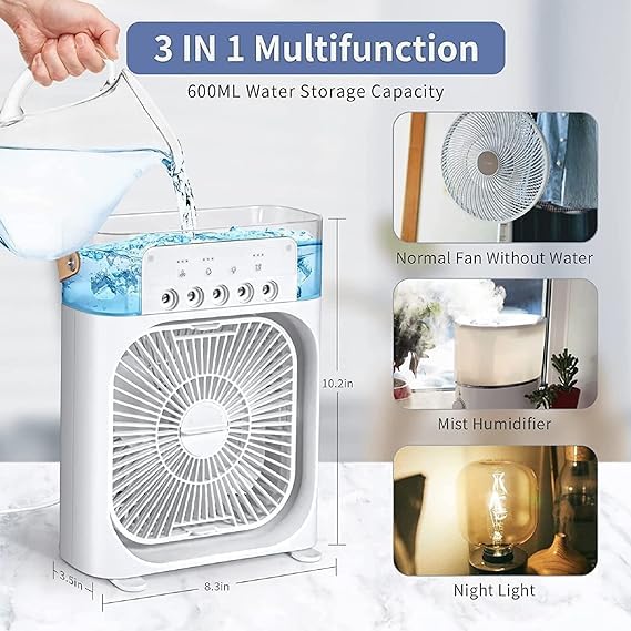 Personal mini AC fan with remote control and water cooling