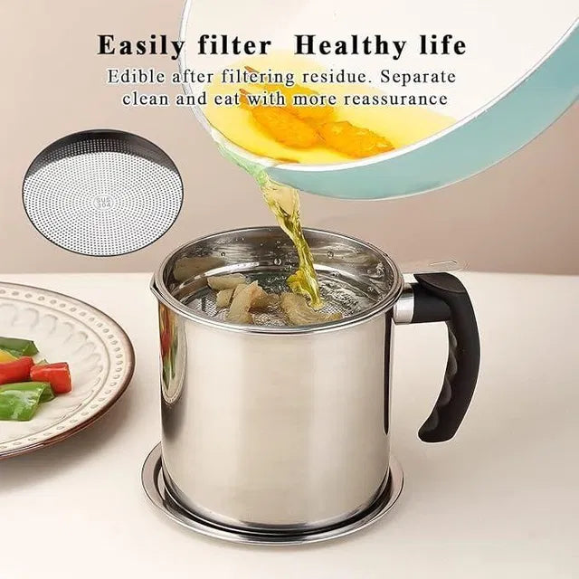 stainless steel oil strainer pot for kitchen